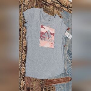 Adidas Kids Gray and Pink Short Sleeve Tee